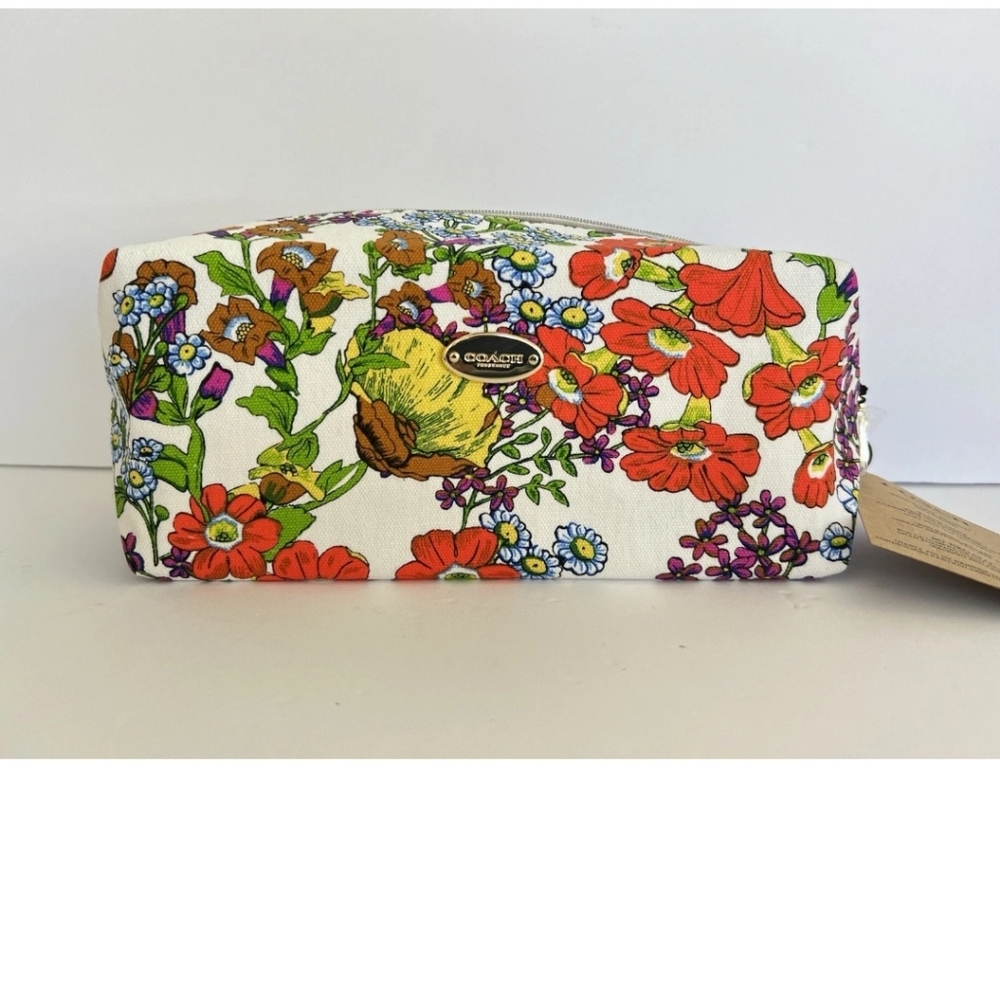 Coach Floral Cosmetic Bag - Red, Yellow, Green